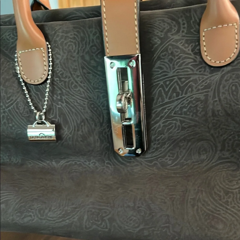 La Bagagerie Brown Paisley Design With Tan Leather Handbag - Picture 2 of 13